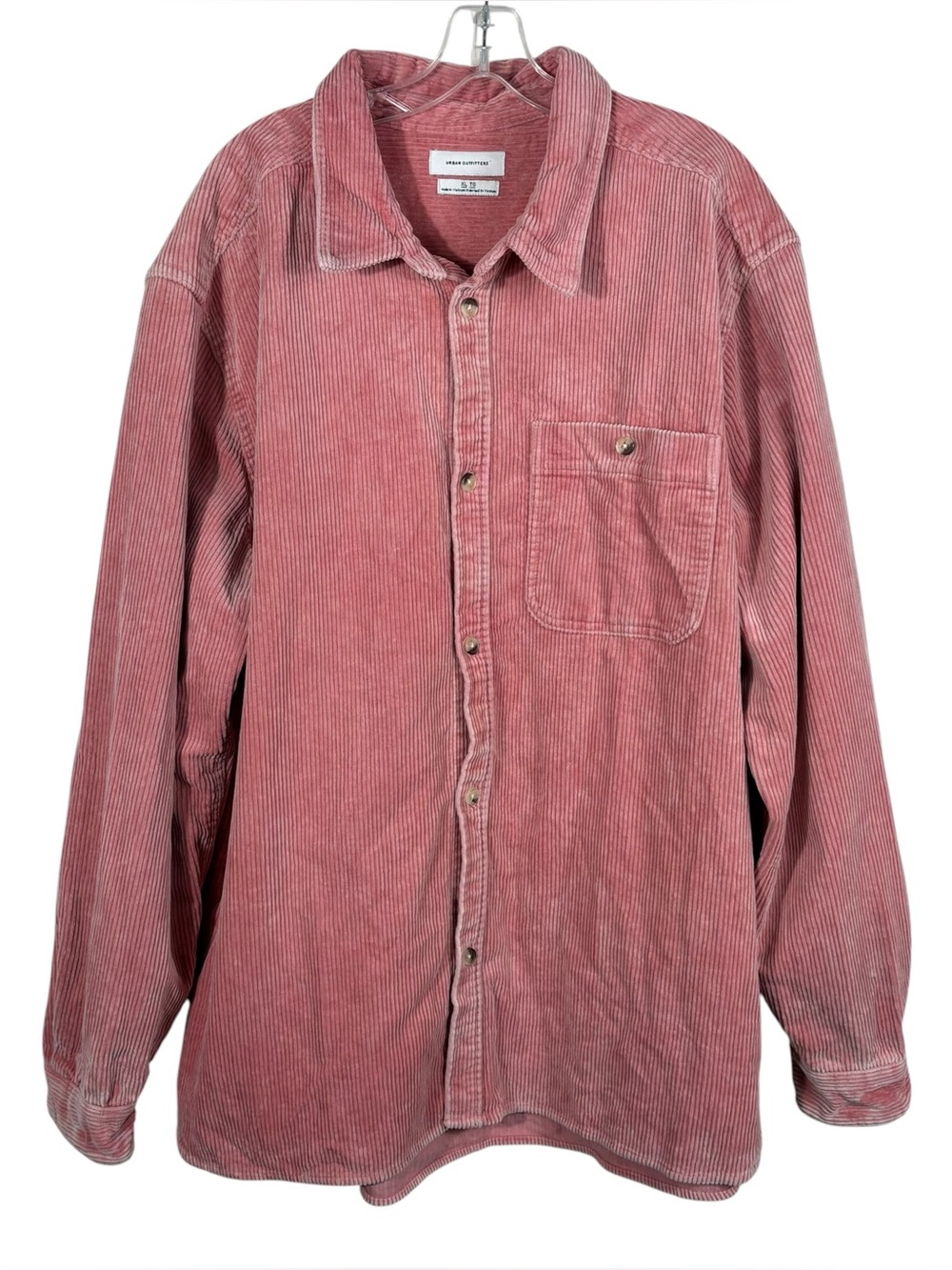 Urban Outfitters Pink Corduroy Relaxed Fit Shacket Button Down Shirt XL Layering